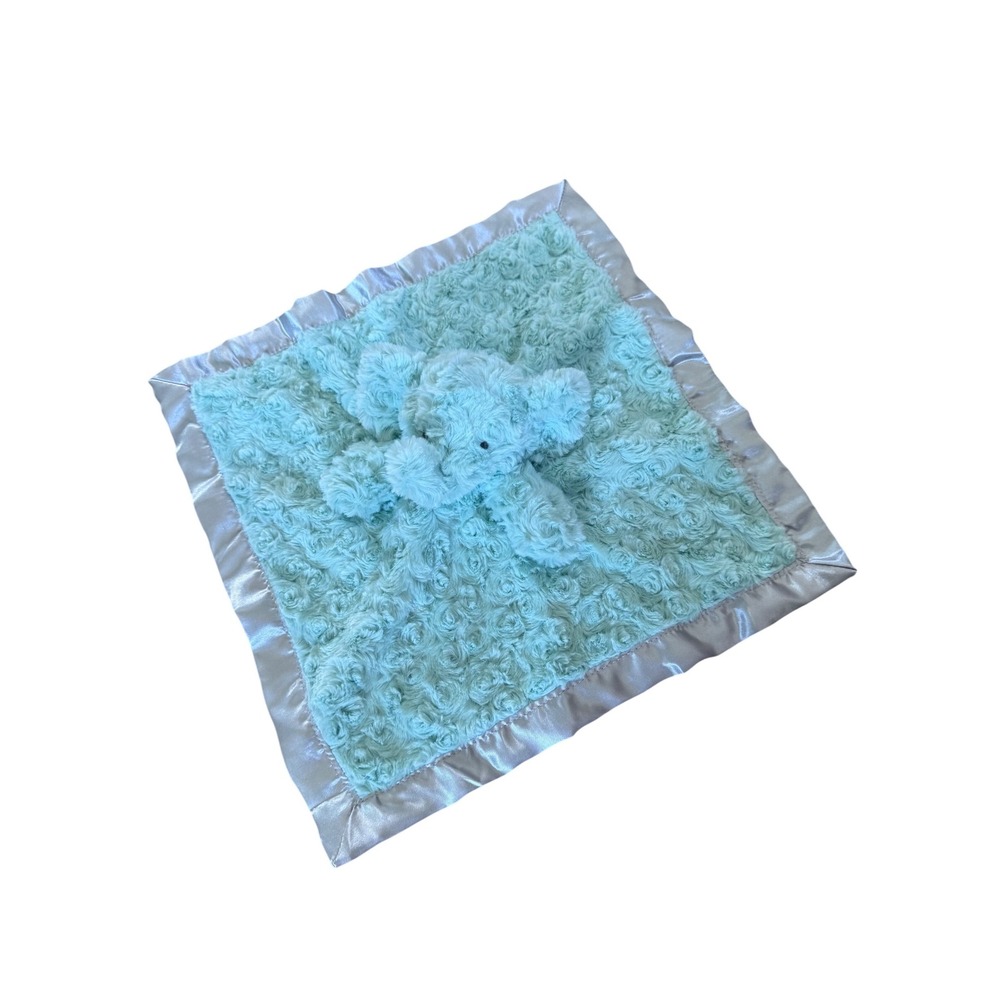 Cloud island elephant security blanket in teal soft silky cuddly lovey
